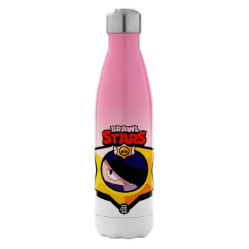 Brawl Stars Edgar, Metal mug thermos Pink/White (Stainless steel), double wall, 500ml
