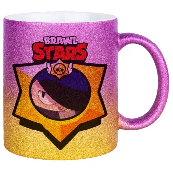 Brawl Stars Edgar, Κούπα Χρυσή/Ροζ Glitter, κεραμική, 330ml
