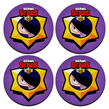 Brawl Stars Edgar, SET of 4 round wooden coasters (9cm)