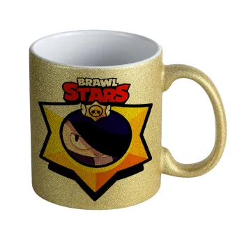 Brawl Stars Edgar, Κούπα Χρυσή Glitter που γυαλίζει, κεραμική, 330ml
