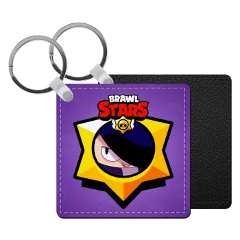 Brawl Stars Edgar, Μπρελόκ Δερματίνη, τετράγωνο ΜΑΥΡΟ (5x5cm)