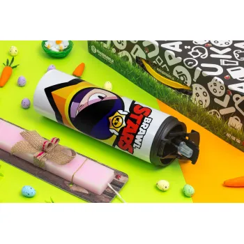 Brawl Stars Edgar, Πασχαλινή Λαμπάδα με Travel Tumbler θερμό με διπλό καπάκι (600ml, BPA free) & κερί αρωματικό πλακέ (30cm) (ΡΟΖ)