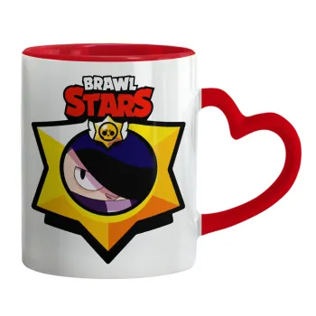 Brawl Stars Edgar, Κούπα καρδιά χερούλι κόκκινη, κεραμική, 330ml
