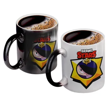 Brawl Stars Edgar, Color changing magic Mug, ceramic, 330ml when adding hot liquid inside, the black colour desappears (1 pcs)