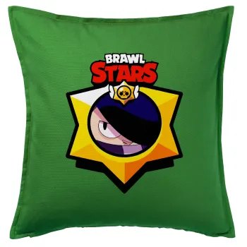 Brawl Stars Edgar, Μαξιλάρι καναπέ Πράσινο 100% βαμβάκι, περιέχεται το γέμισμα (50x50cm)