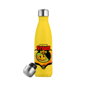 Brawl Stars Sprout, Yellow Stainless Steel Metallic Thermos, double-walled, 500ml