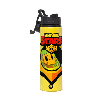 Brawl Stars Sprout, Metallic water bottle with safety lid, 850ml aluminum