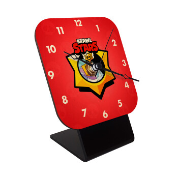 Brawl Stars Sprout, Quartz Table clock in natural wood (10cm)