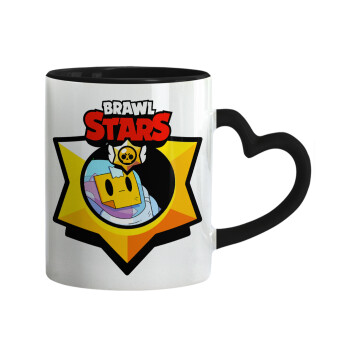 Brawl Stars Sprout, Mug heart black handle, ceramic, 330ml