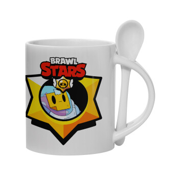 Brawl Stars Sprout, Ceramic coffee mug with Spoon, 330ml (1pcs)