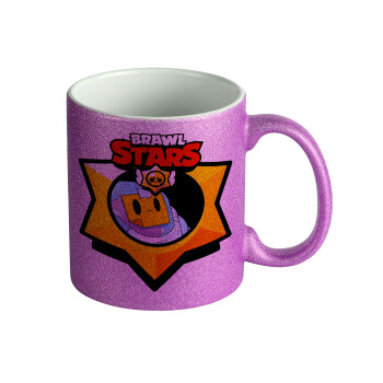 Brawl Stars Sprout, Κούπα Μωβ Glitter που γυαλίζει, κεραμική, 330ml