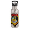 Water bottle Silver with straw, stainless steel 600ml
