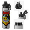 Metallic water bottle with safety cap, 850ml aluminum