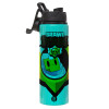 Metallic water bottle with safety lid, 850ml aluminum