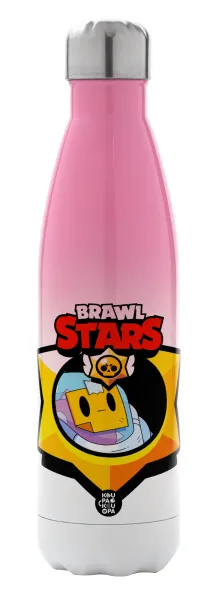 Brawl Stars Sprout — Metal mug thermos Pink/White (Stainless steel), double wall, 500ml
