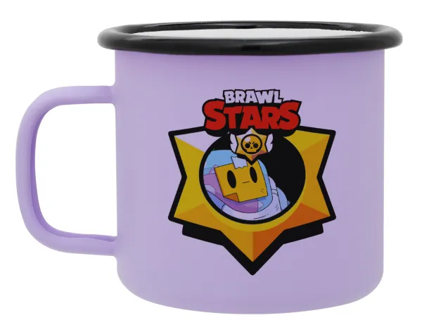 Brawl Stars Sprout — Metal enamel mug, matte light pastel purple, 360ml