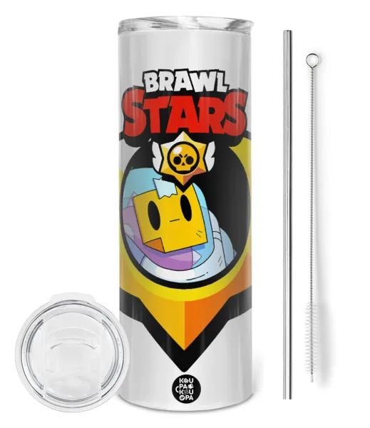Brawl Stars Sprout — Tumbler stainless steel 600ml, with metal straw & cleaning brush