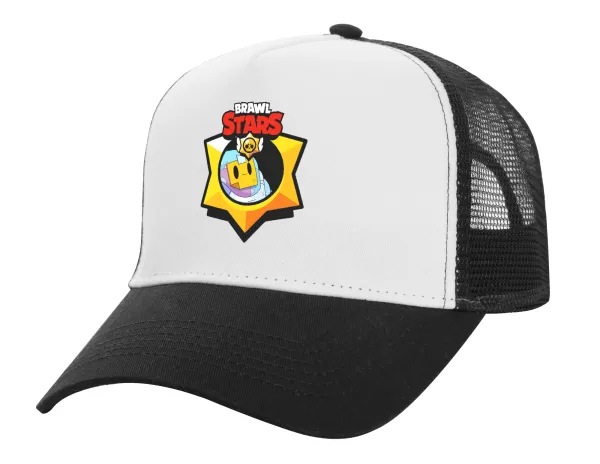 Brawl Stars Sprout — Adult Structured Trucker Hat, with Mesh, WHITE/BLACK (100% COTTON, ADULT, UNISEX, ONE SIZE)