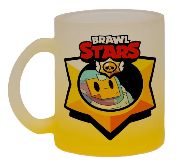 Brawl Stars Sprout — Two-tone glass mug with matte yellow base, 330ml