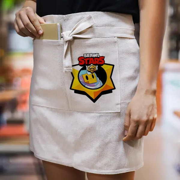 Brawl Stars Sprout — Waist apron with double pocket, barista/bartender, beige