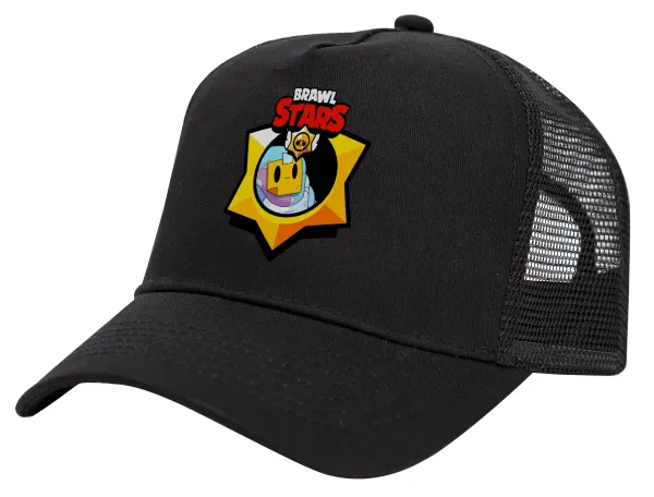 Brawl Stars Sprout — Trucker Hat with Mesh, Black, (COTTON, KIDS, UNISEX, ONE SIZE)