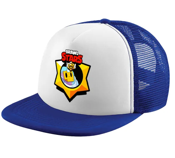 Brawl Stars Sprout — Adult Soft Trucker Hat with Blue/White Mesh (POLYESTER, ADULT, UNISEX, ONE SIZE)