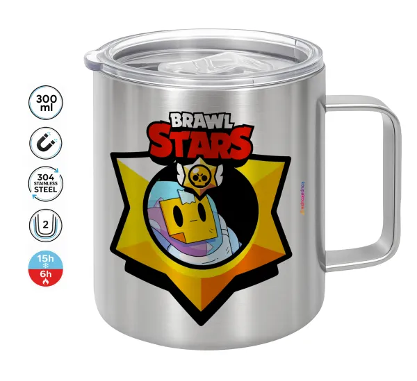 Brawl Stars Sprout — Double-walled stainless steel mug 300ml with temperature-retaining lid