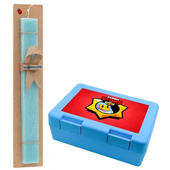 Brawl Stars Sprout, Easter Set, children's snack container BLUE & Easter aromatic flat candle (30cm) (TURQUOISE)