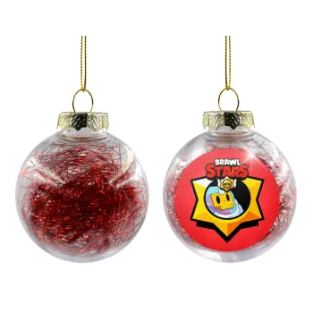 Brawl Stars Sprout, Transparent Christmas tree ball ornament with red filling 8cm