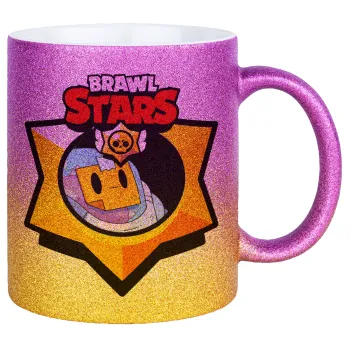 Brawl Stars Sprout, Κούπα Χρυσή/Ροζ Glitter, κεραμική, 330ml