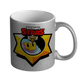 Brawl Stars Sprout, Κούπα Ασημένια Glitter που γυαλίζει, κεραμική, 330ml