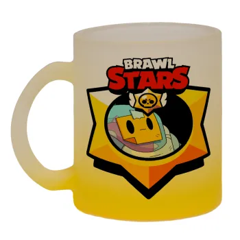 Brawl Stars Sprout, Κούπα γυάλινη δίχρωμη με βάση το κίτρινο ματ, 330ml