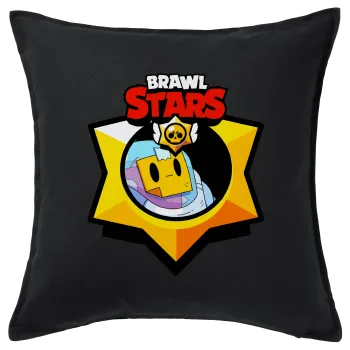 Brawl Stars Sprout, Μαξιλάρι καναπέ Μαύρο 100% βαμβάκι, περιέχεται το γέμισμα (50x50cm)