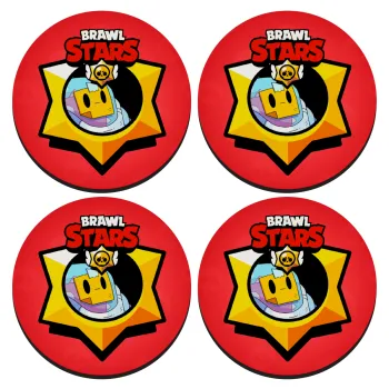 Brawl Stars Sprout, SET of 4 round wooden coasters (9cm)