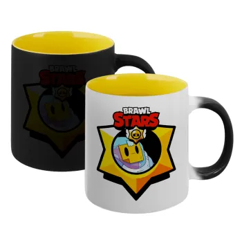 Brawl Stars Sprout, Κούπα Μαγική εσωτερικό κίτρινη, κεραμική 330ml που αλλάζει χρώμα με το ζεστό ρόφημα