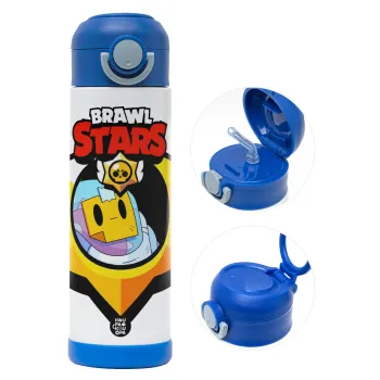 Brawl Stars Sprout, Παιδικό παγούρι θερμό, ανοξείδωτο, με καλαμάκι ασφαλείας, ΜΠΛΕ (500ml)