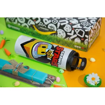 Brawl Stars Sprout, Easter candle,Travel Tumbler 2 Lids, with metal straw & cleaning brush & aromatic flat candle (30cm) (BLUE)