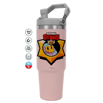 Brawl Stars Sprout, ΡΟΖ χρώματος Θερμός Ανοξείδωτο 890ml (30oz) με χερούλι