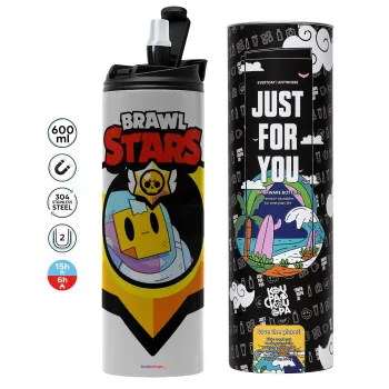 Brawl Stars Sprout, Tumbler stainless steel GREY 600ml