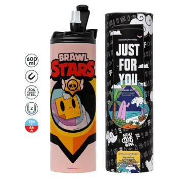 Brawl Stars Sprout, Tumbler stainless steel PINK 600ml