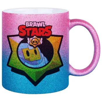 Brawl Stars Sprout, Κούπα Χρυσή/Μπλε Glitter, κεραμική, 330ml