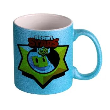 Brawl Stars Sprout, Κούπα Σιέλ Glitter που γυαλίζει, κεραμική, 330ml