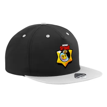 Brawl Stars Sprout, Adult Flat Snapback Hat Black/Grey, (100% COTTON TWILL, ADULT, UNISEX, ONE SIZE)