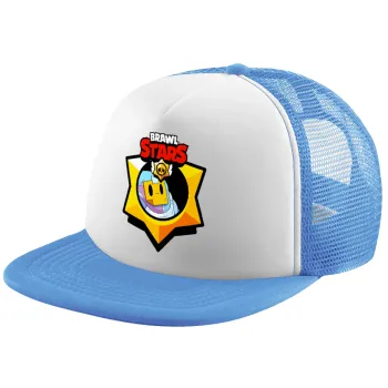 Brawl Stars Sprout, Child's Soft Trucker Hat with Blue/White Mesh (POLYESTER, CHILD, ONE SIZE)
