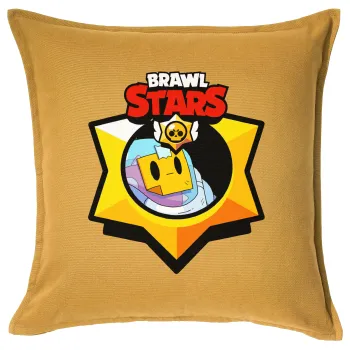Brawl Stars Sprout, Μαξιλάρι καναπέ Κίτρινο 100% βαμβάκι, περιέχεται το γέμισμα (50x50cm)