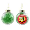 Στολίδι Χριστουγεννιάτικη μπάλα δένδρου διάφανη με πράσινο γέμισμα 8cm