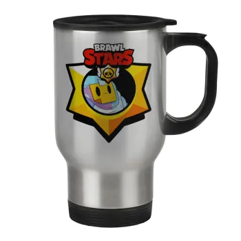 Brawl Stars Sprout, Κούπα ταξιδιού ανοξείδωτη με καπάκι, διπλού τοιχώματος (θερμό) 450ml