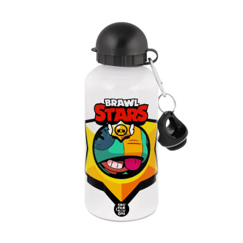 Brawl Stars Leon, Metal water bottle, White, aluminum 500ml