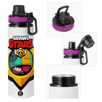 Brawl Stars Leon, Metallic water bottle with safety lid, 850ml aluminum