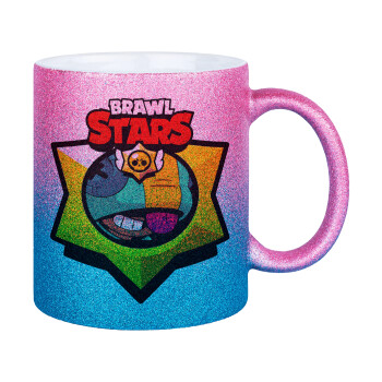 Brawl Stars Leon, Κούπα Χρυσή/Μπλε Glitter, κεραμική, 330ml